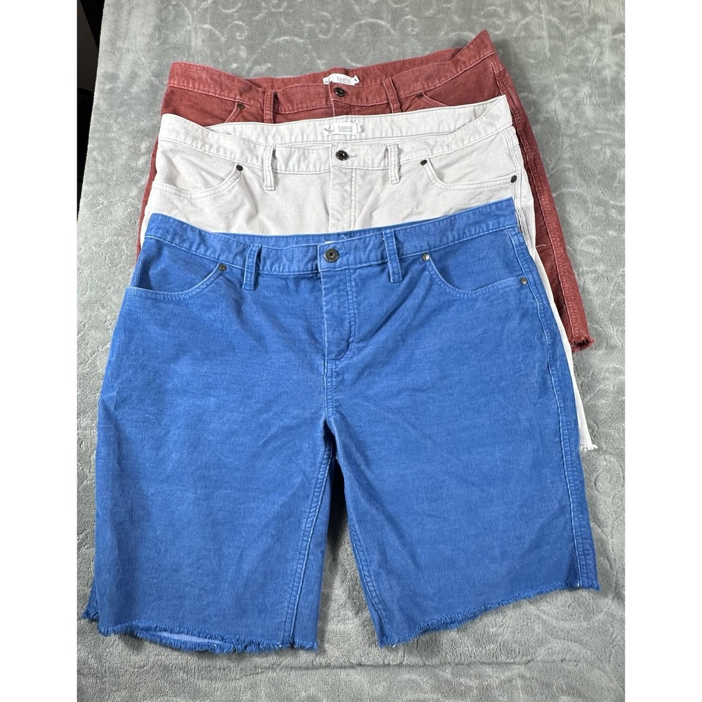 Set of 3 Pair Carve Designs Corduroy Shorts Womens 14 Red White Blue Corduroy 9"